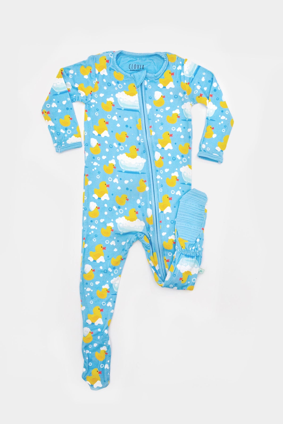 Soft &amp; Stretchy Zipper Footie - Rubber Duckies