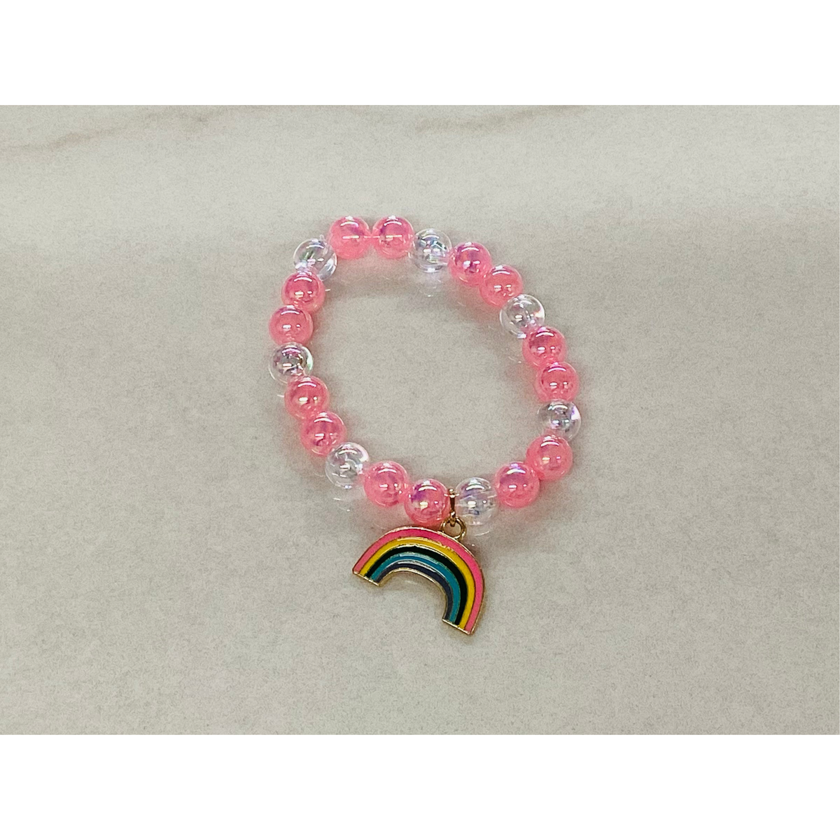 rainbow charm bracelet | pink
