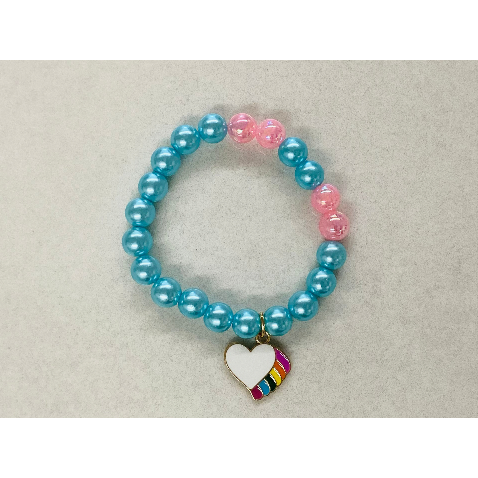 rainbow heart charm bracelet | blue