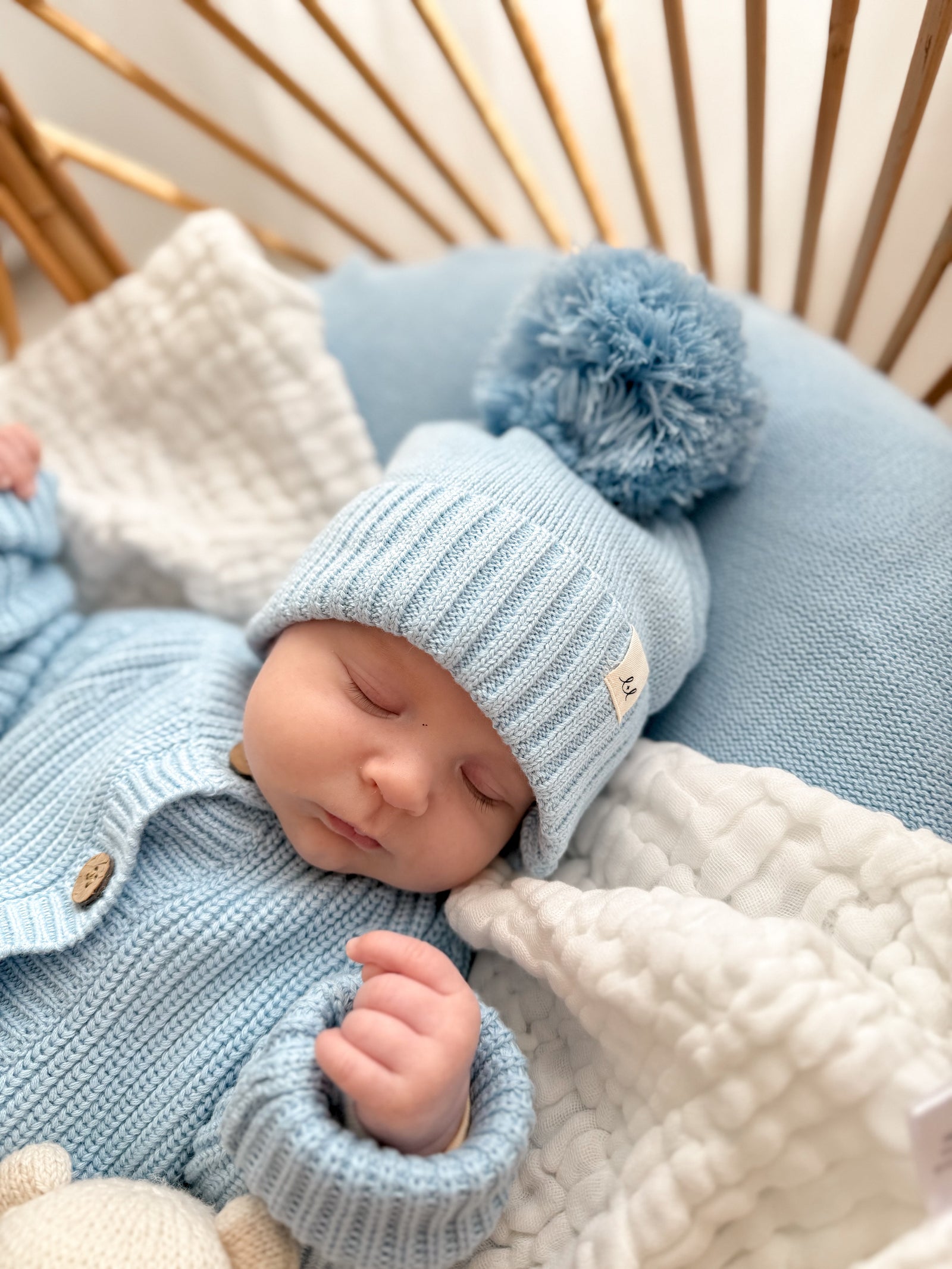 Luna + Luca Pom Beanie - Powder Blue