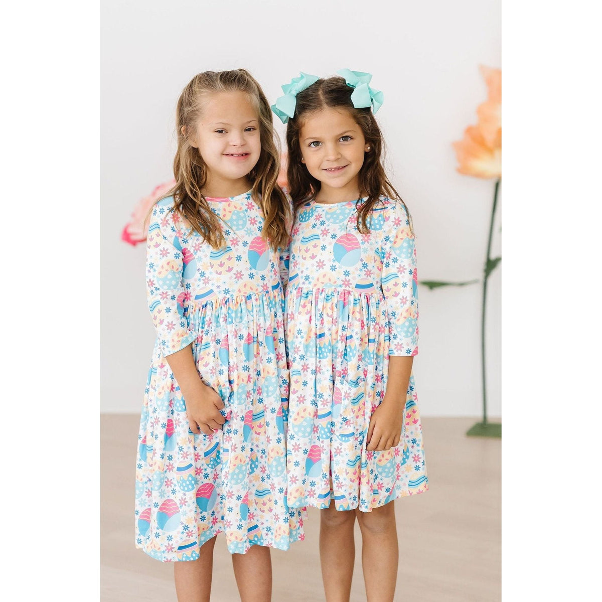 Egg-cellent 3/4 Sleeve Pocket Twirl Dress