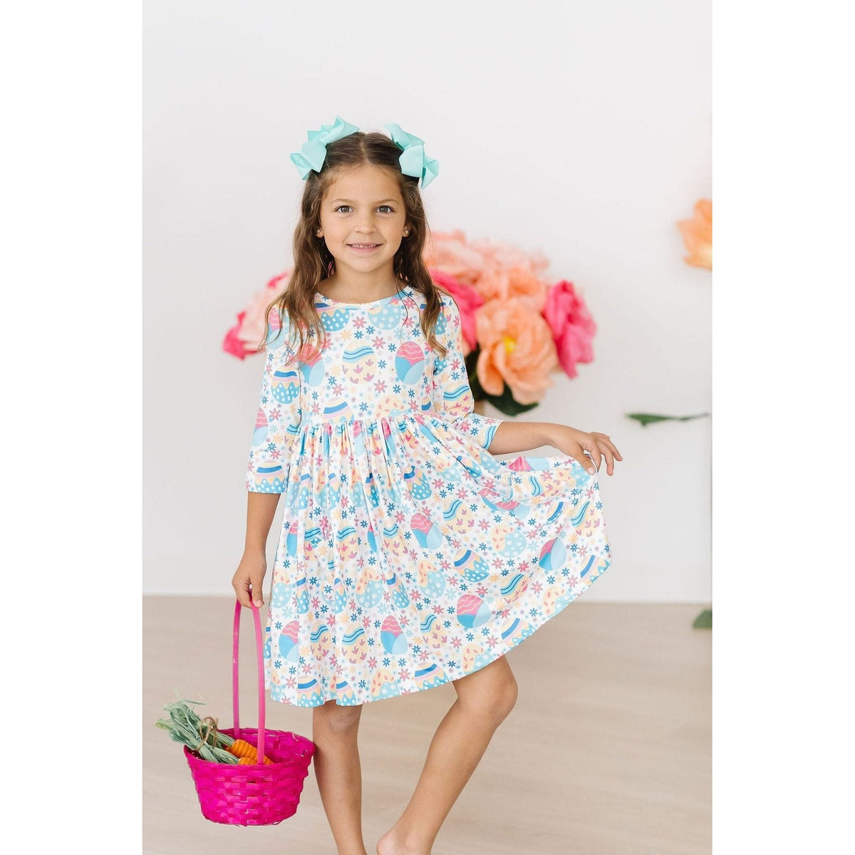 Egg-cellent 3/4 Sleeve Pocket Twirl Dress