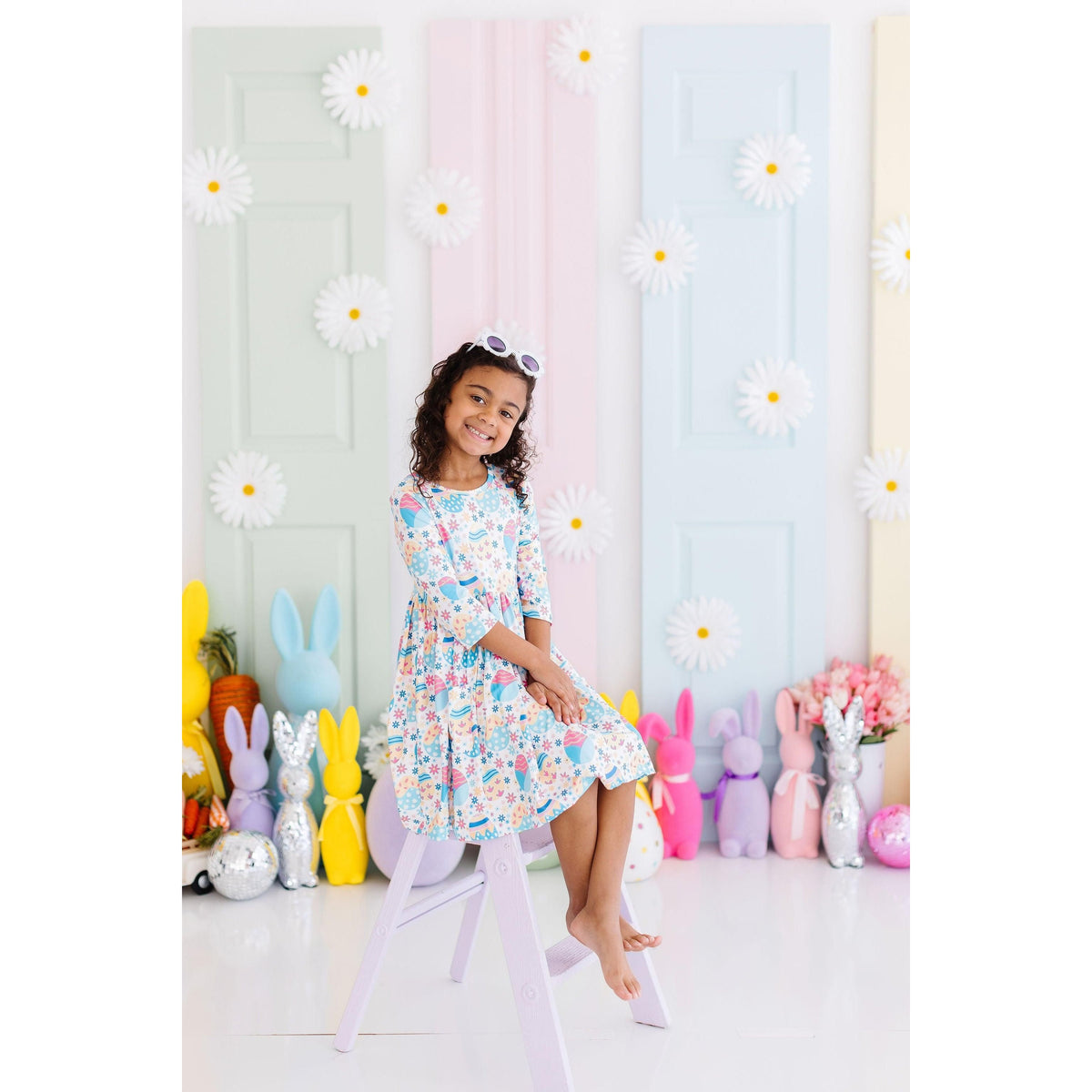 Egg-cellent 3/4 Sleeve Pocket Twirl Dress