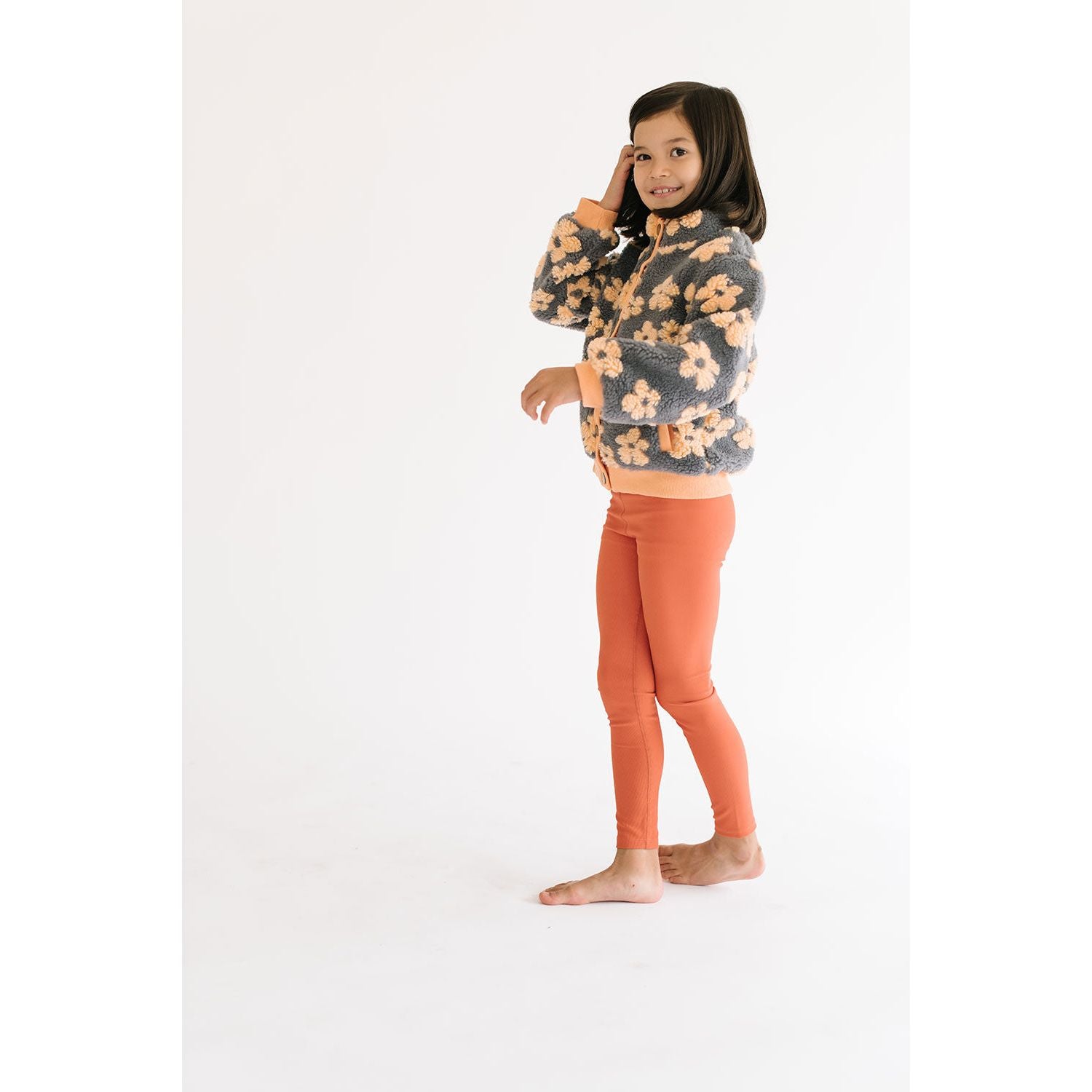 Flower Power Fleece Jacket in Melon