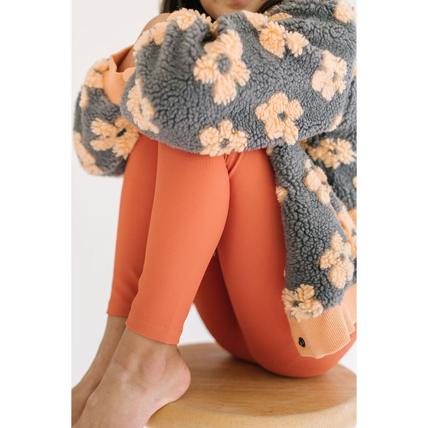 Flower Power Fleece Jacket in Melon