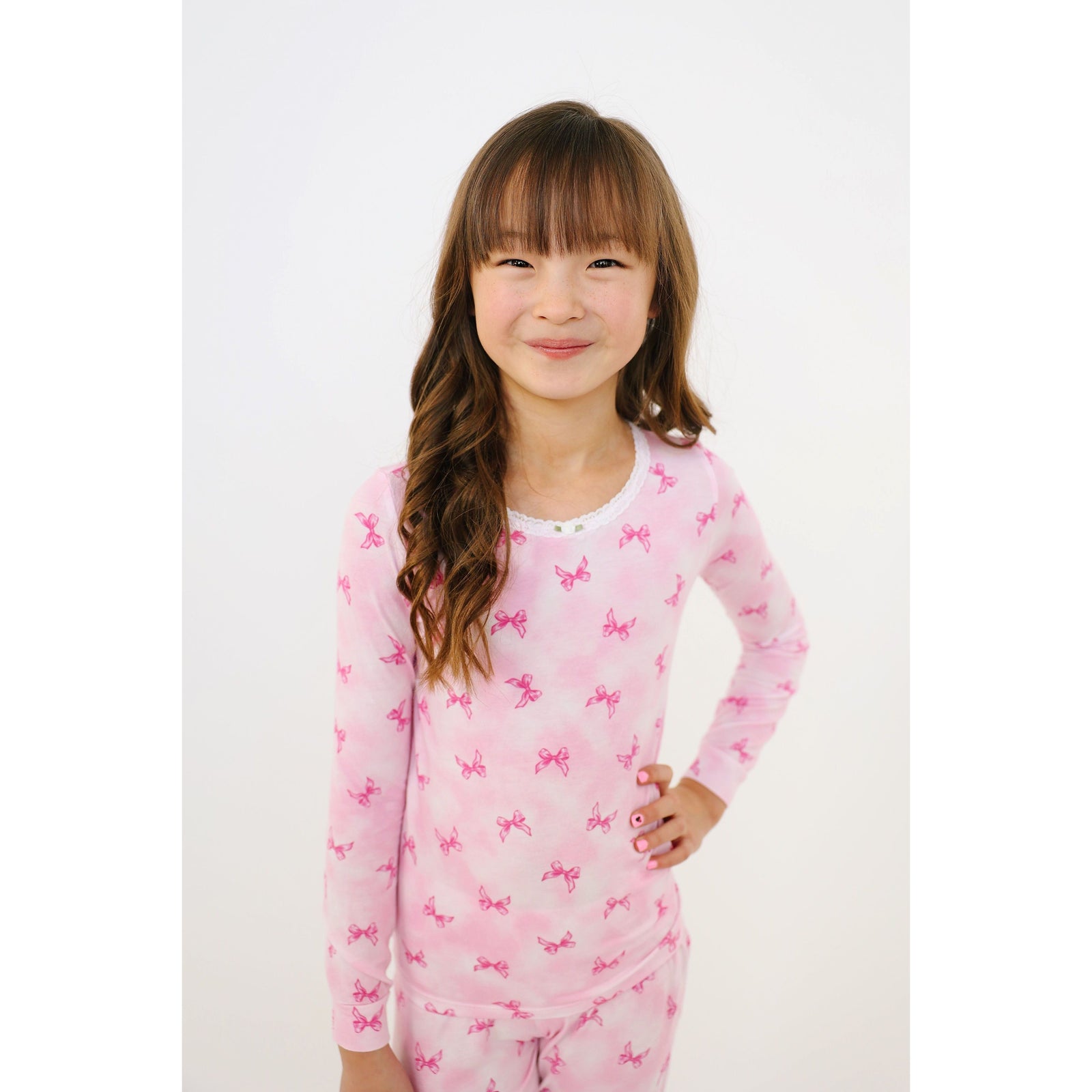 ribbon bows long sleeve pajama set
