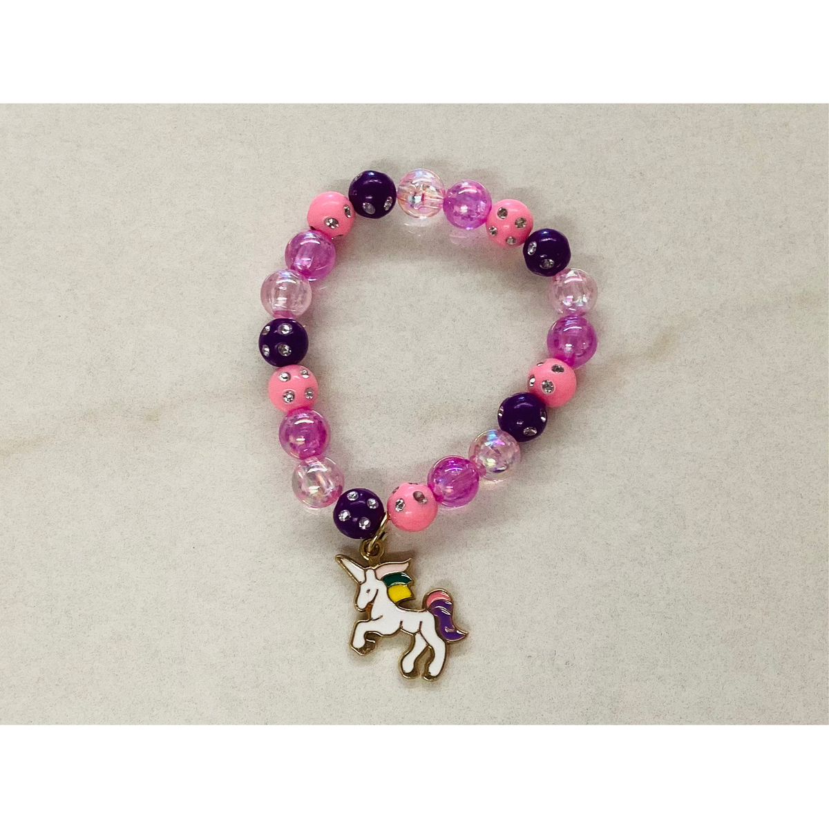 unicorn charm bracelet | purple &amp; pink