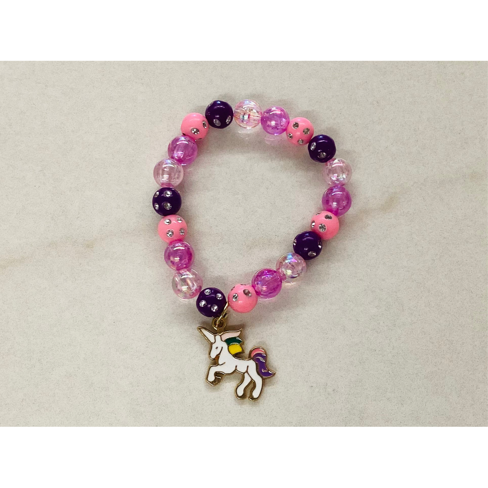 unicorn charm bracelet | purple & pink
