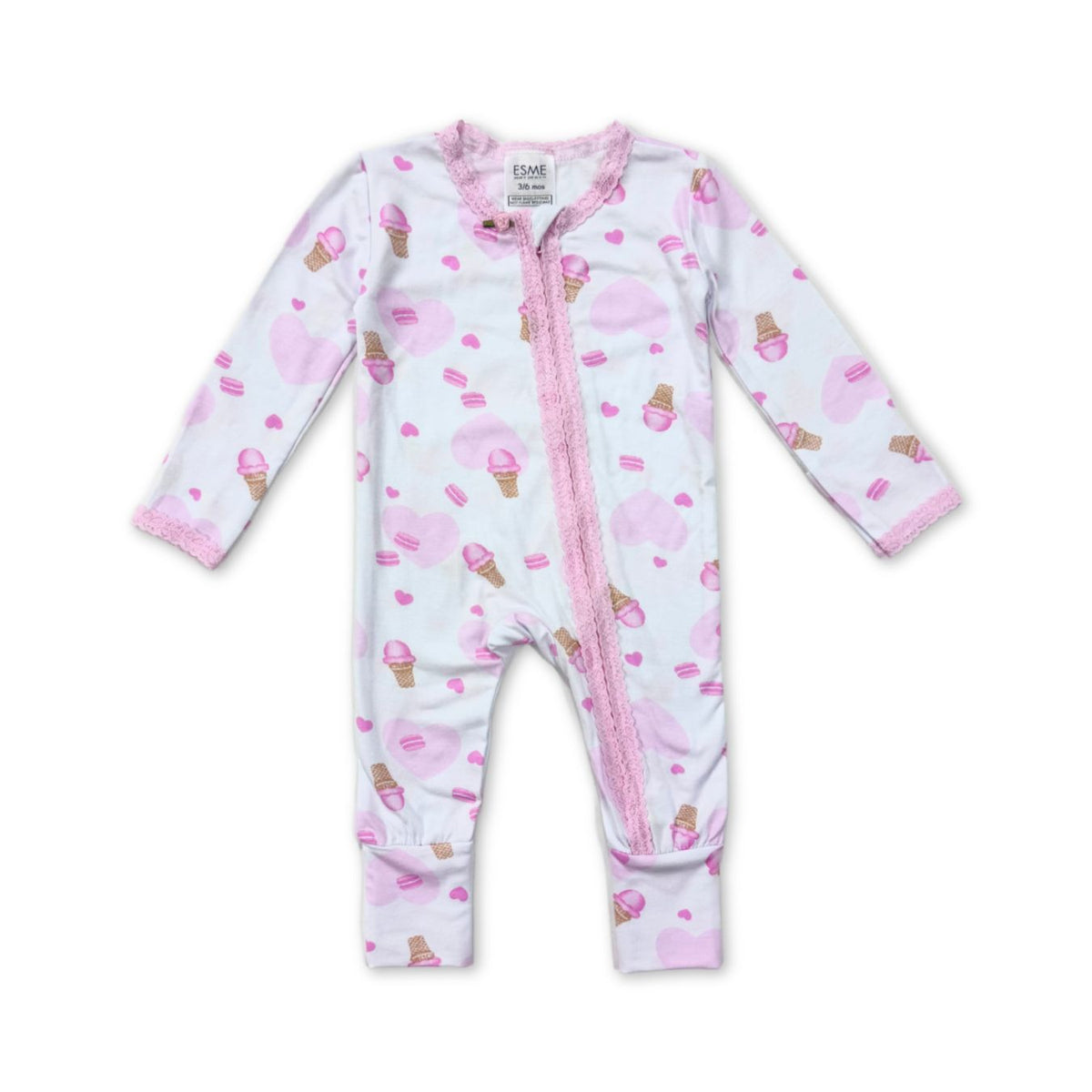 lace trim flip footie | sweet ice cream