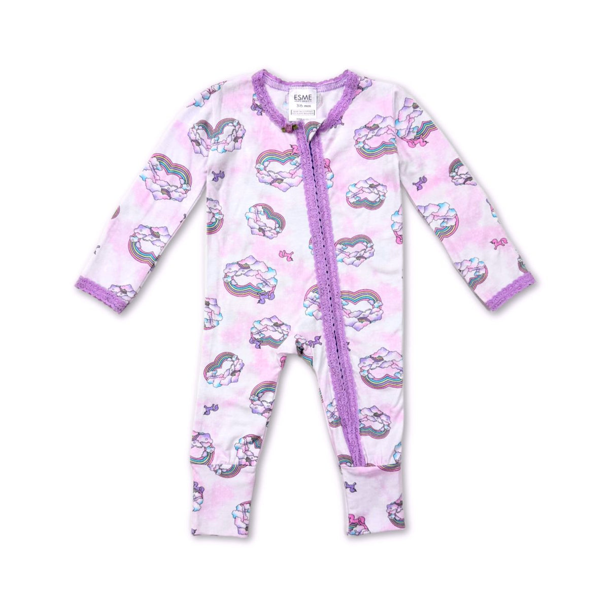 lace trim flip footie | unicorn love