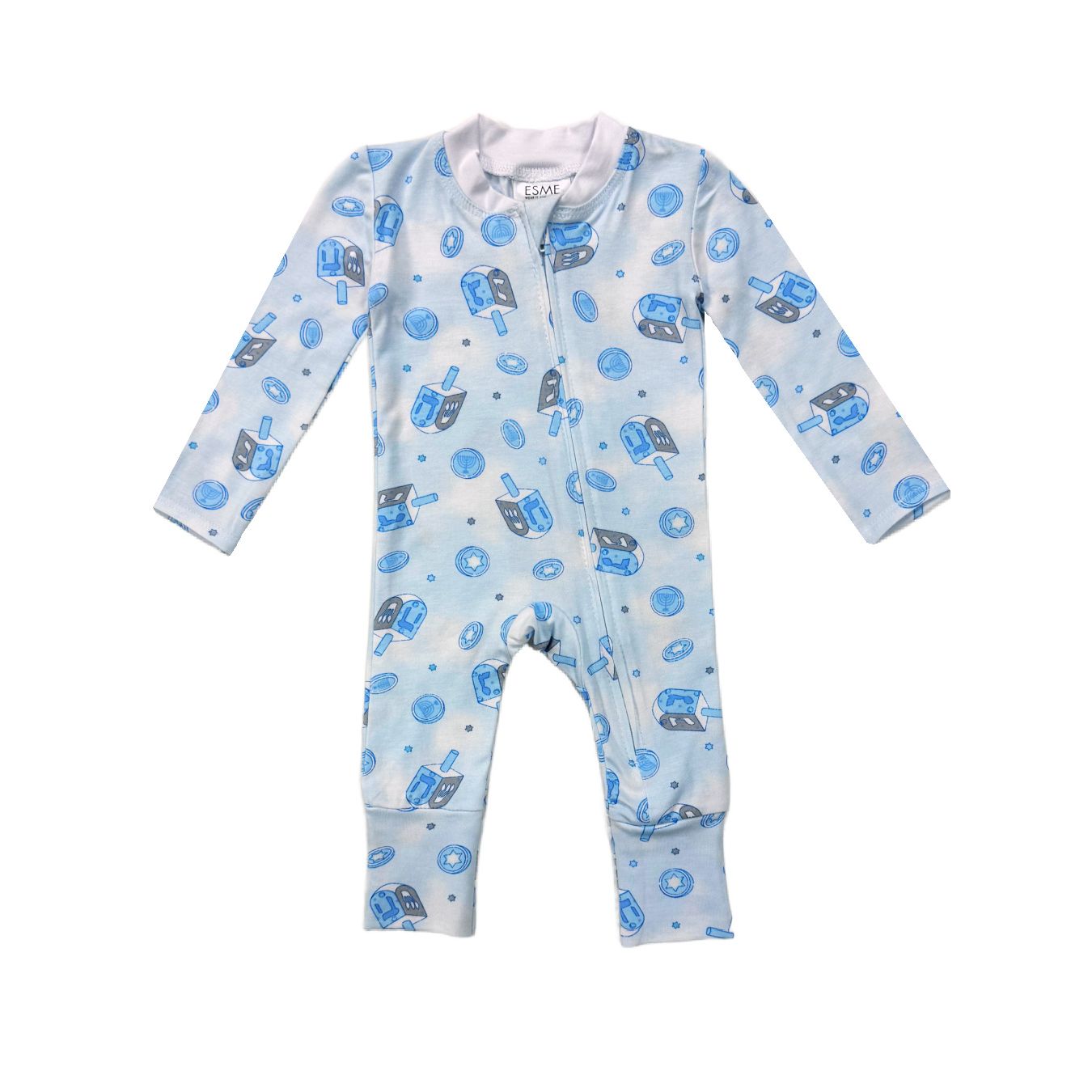 flip footie | happy hanukah blue