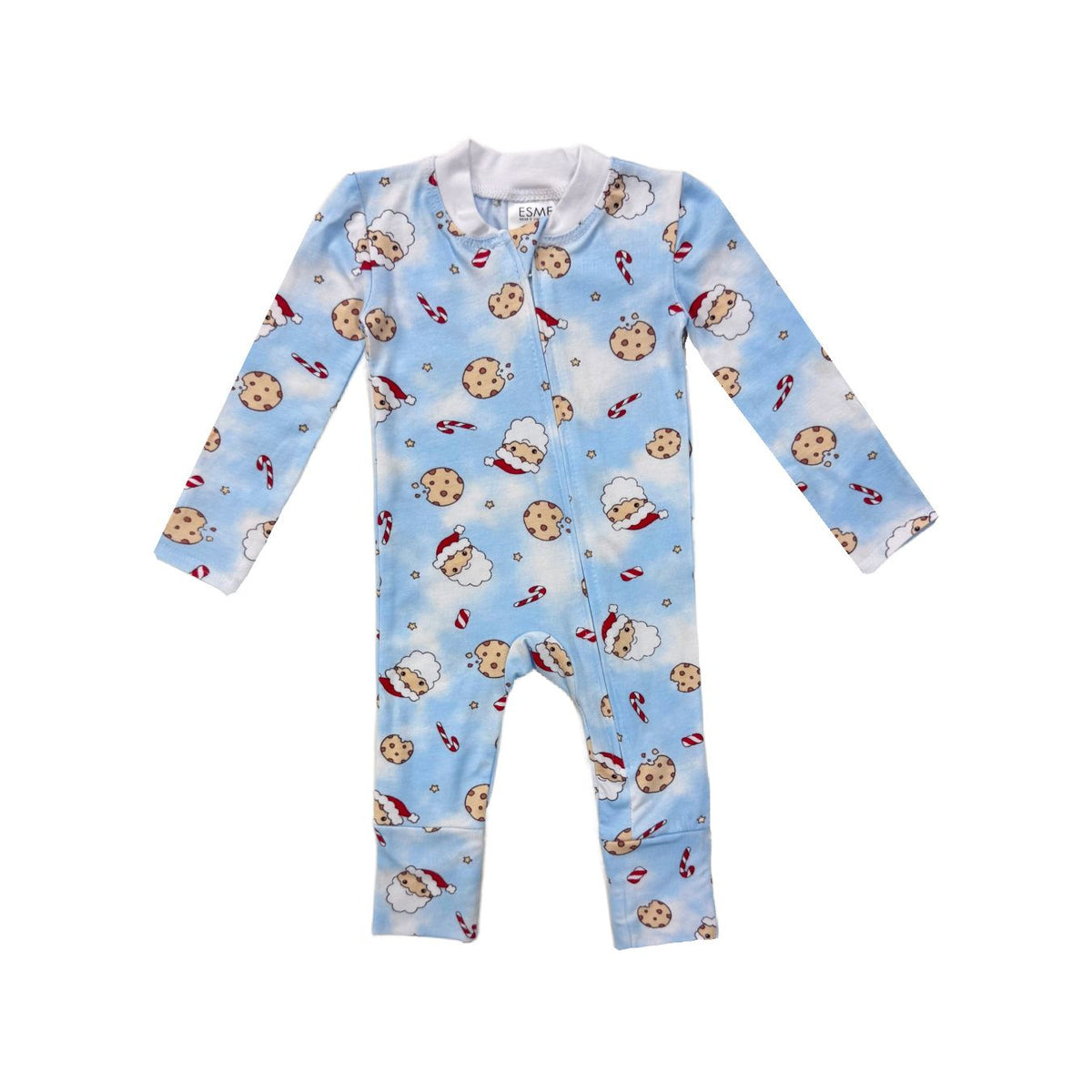 flip footie | santa cookie blue