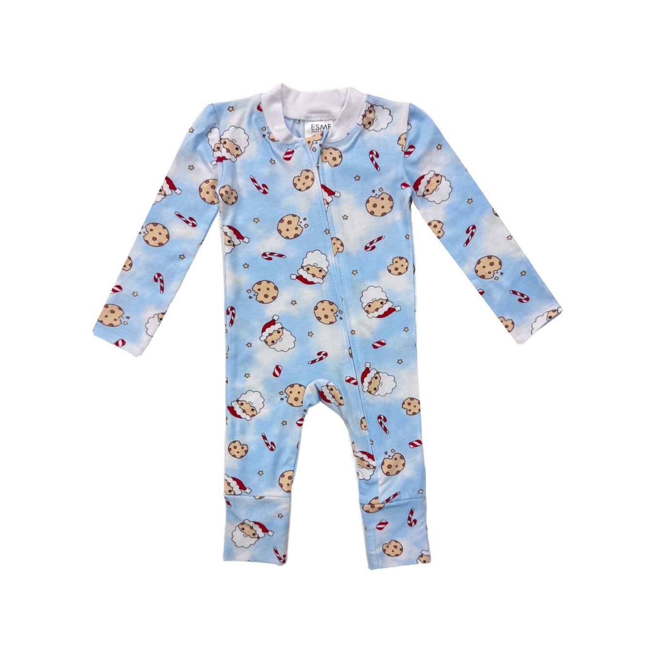 flip footie | santa cookie blue