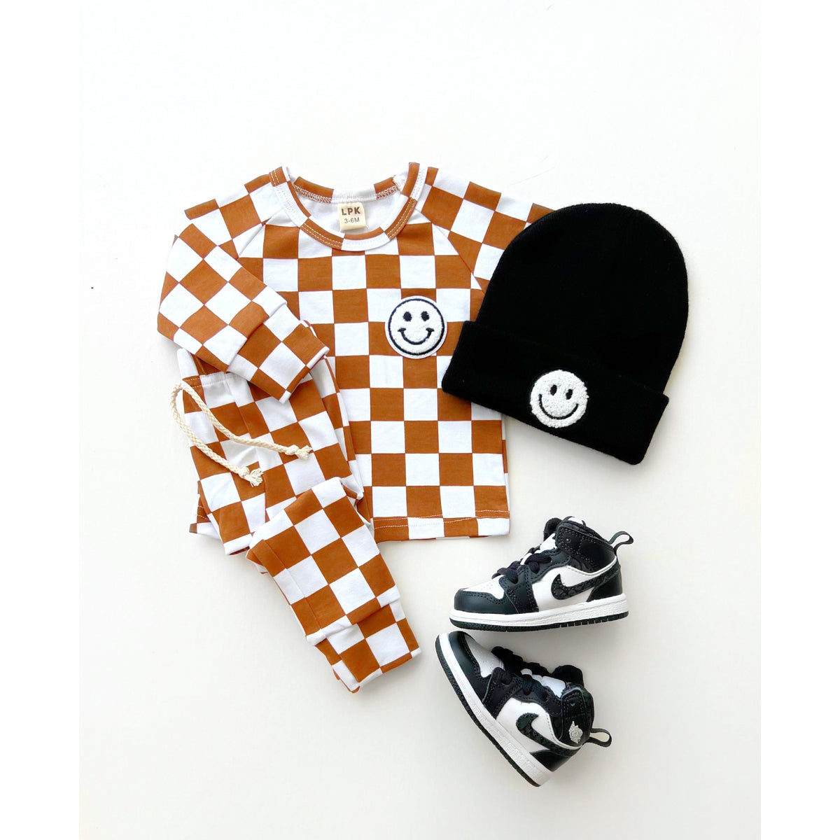 Checkered Smiley Lounge Set | Copper