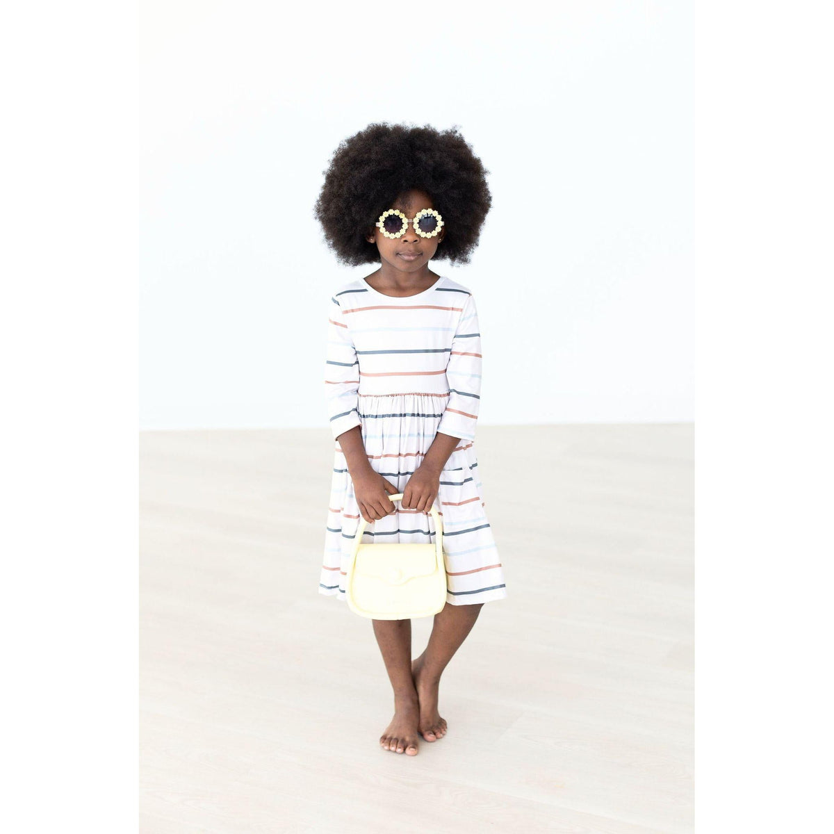 Fall Stripes 3/4 Sleeve Pocket Twirl Dress