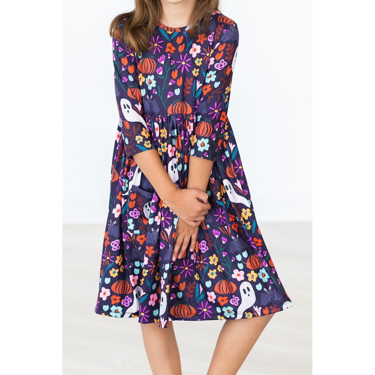 Fangtastic 3/4 Sleeve Pocket Twirl Dress