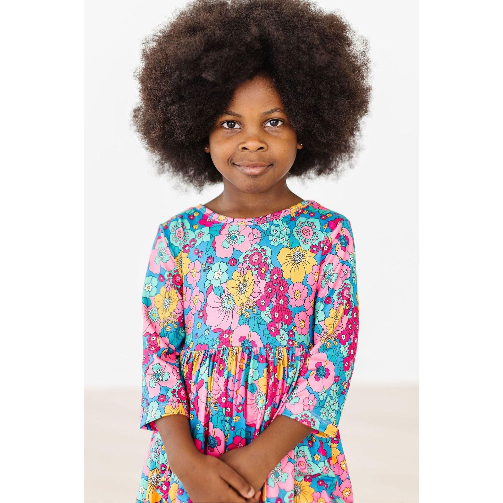 Feeling Floral 3/4 Sleeve Pocket Twirl Dress