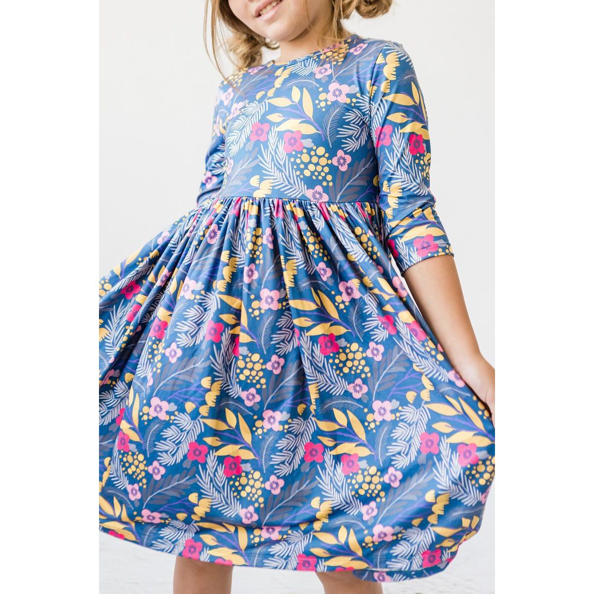 Flora 3/4 Sleeve Pocket Twirl Dress