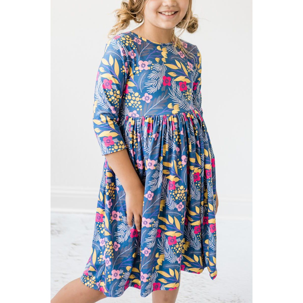 Flora 3/4 Sleeve Pocket Twirl Dress
