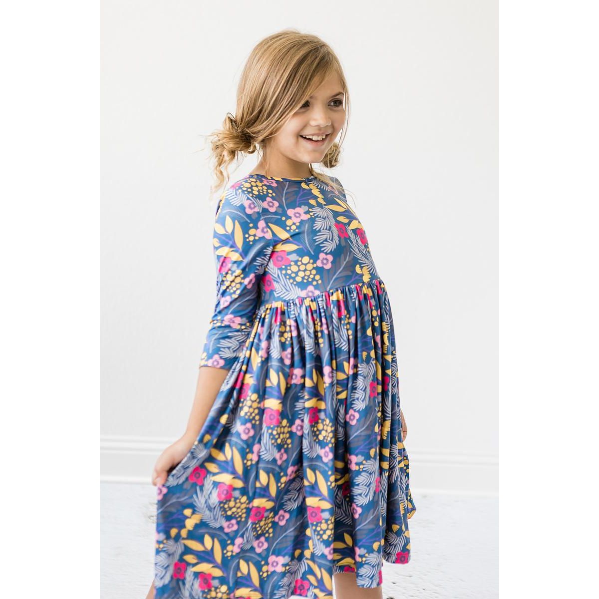 Flora 3/4 Sleeve Pocket Twirl Dress