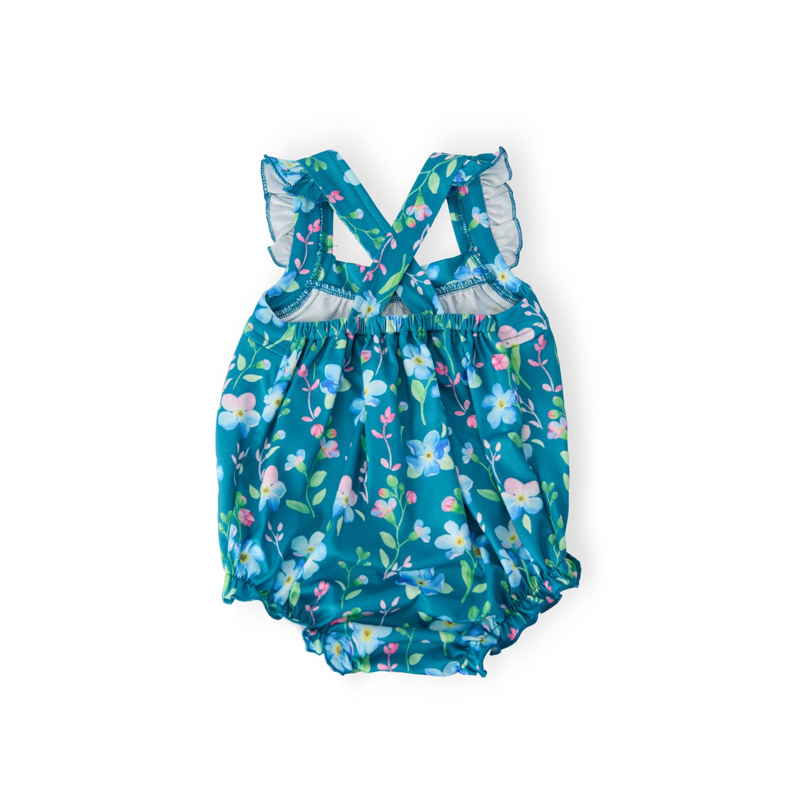 Floral Breeze Ruffle Cross Back Romper