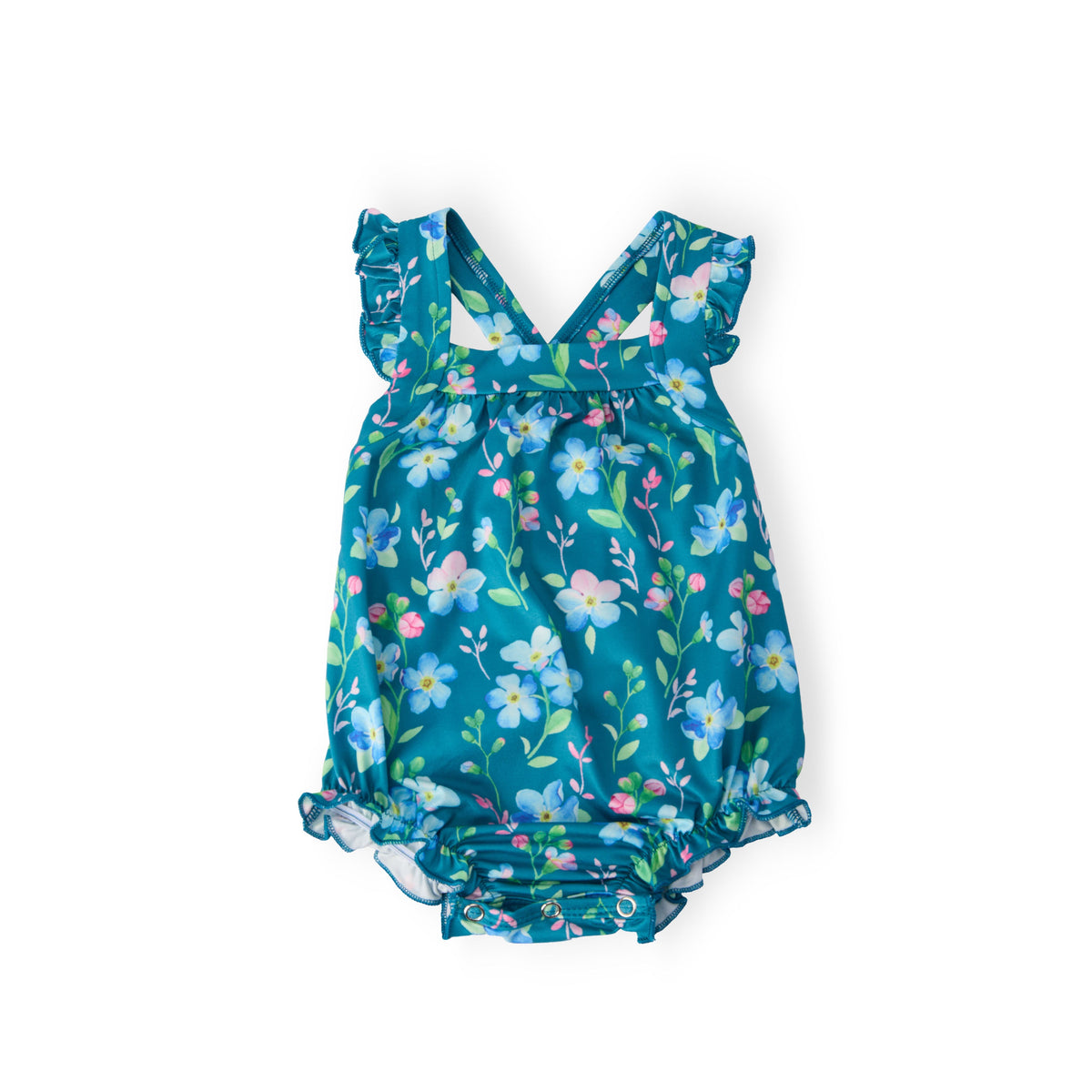 Floral Breeze Ruffle Cross Back Romper