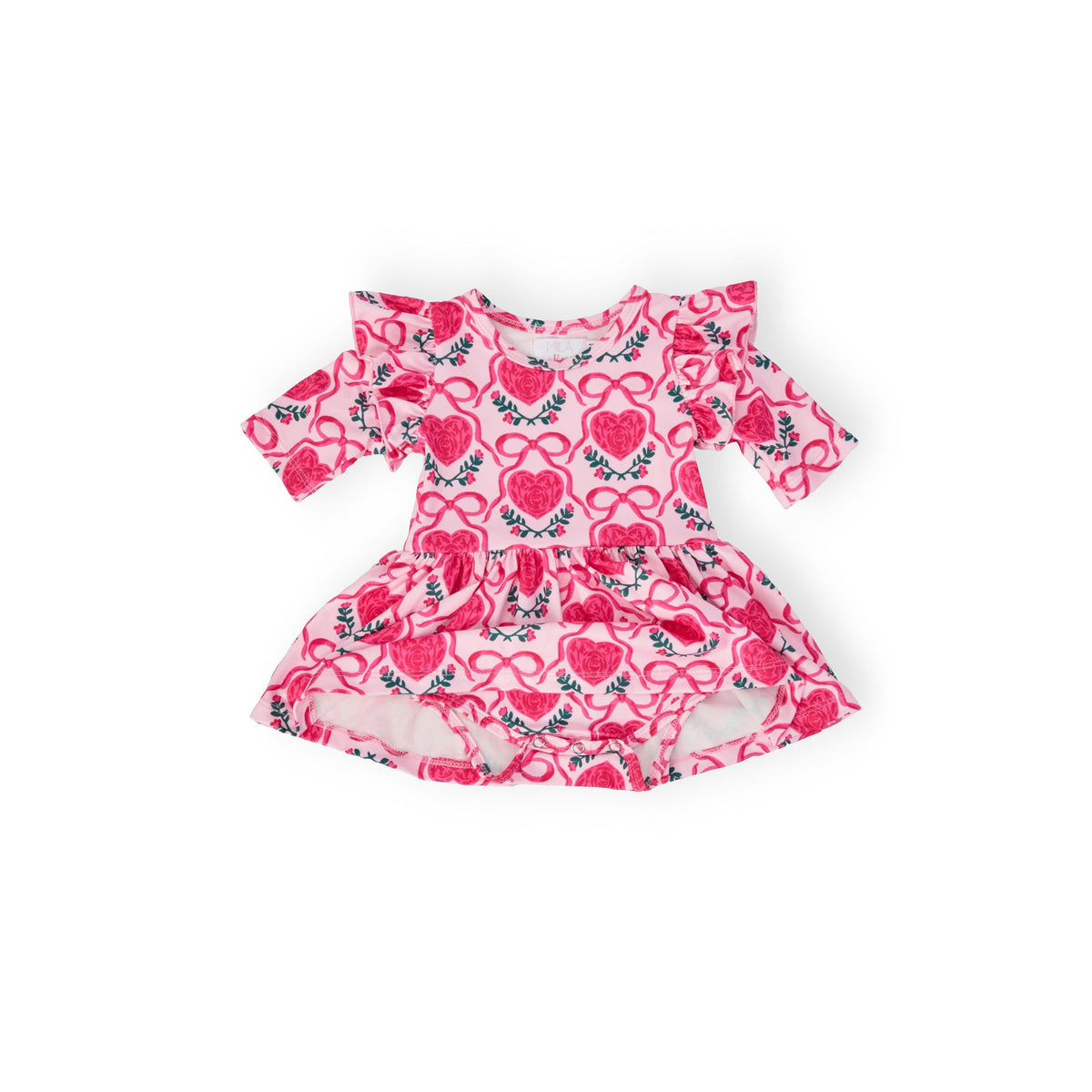 Fluttering Hearts 3/4 Sleeve Flutter Twirl Bodysuit