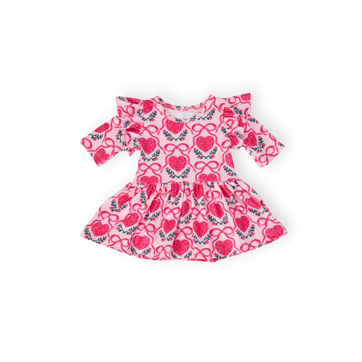 Fluttering Hearts 3/4 Sleeve Flutter Twirl Bodysuit