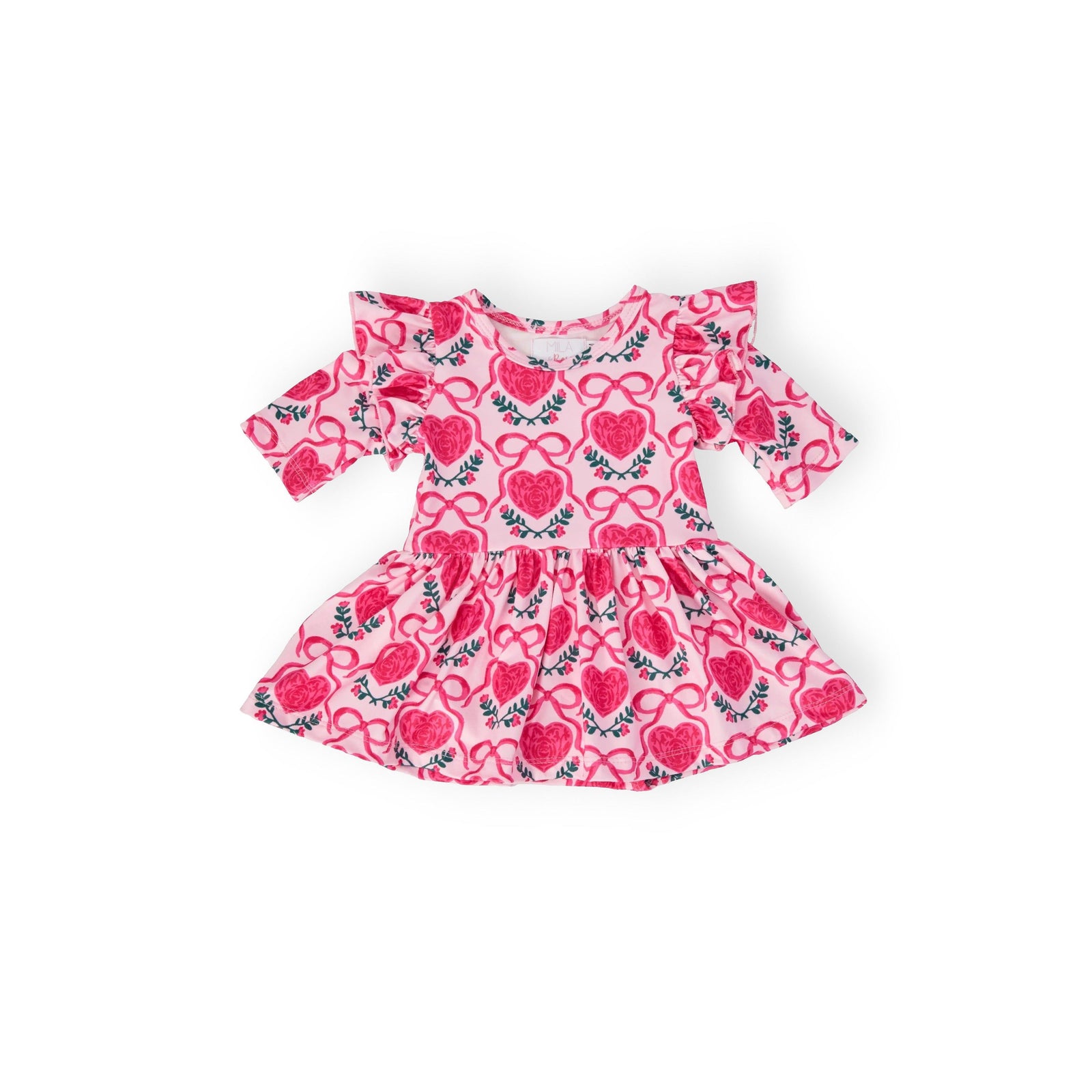 Fluttering Hearts 3/4 Sleeve Flutter Twirl Bodysuit