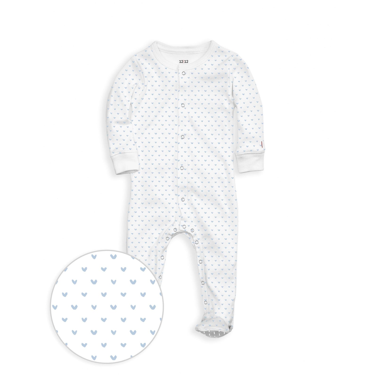 The Organic Snap Footie [Blue Tiny Hearts]
