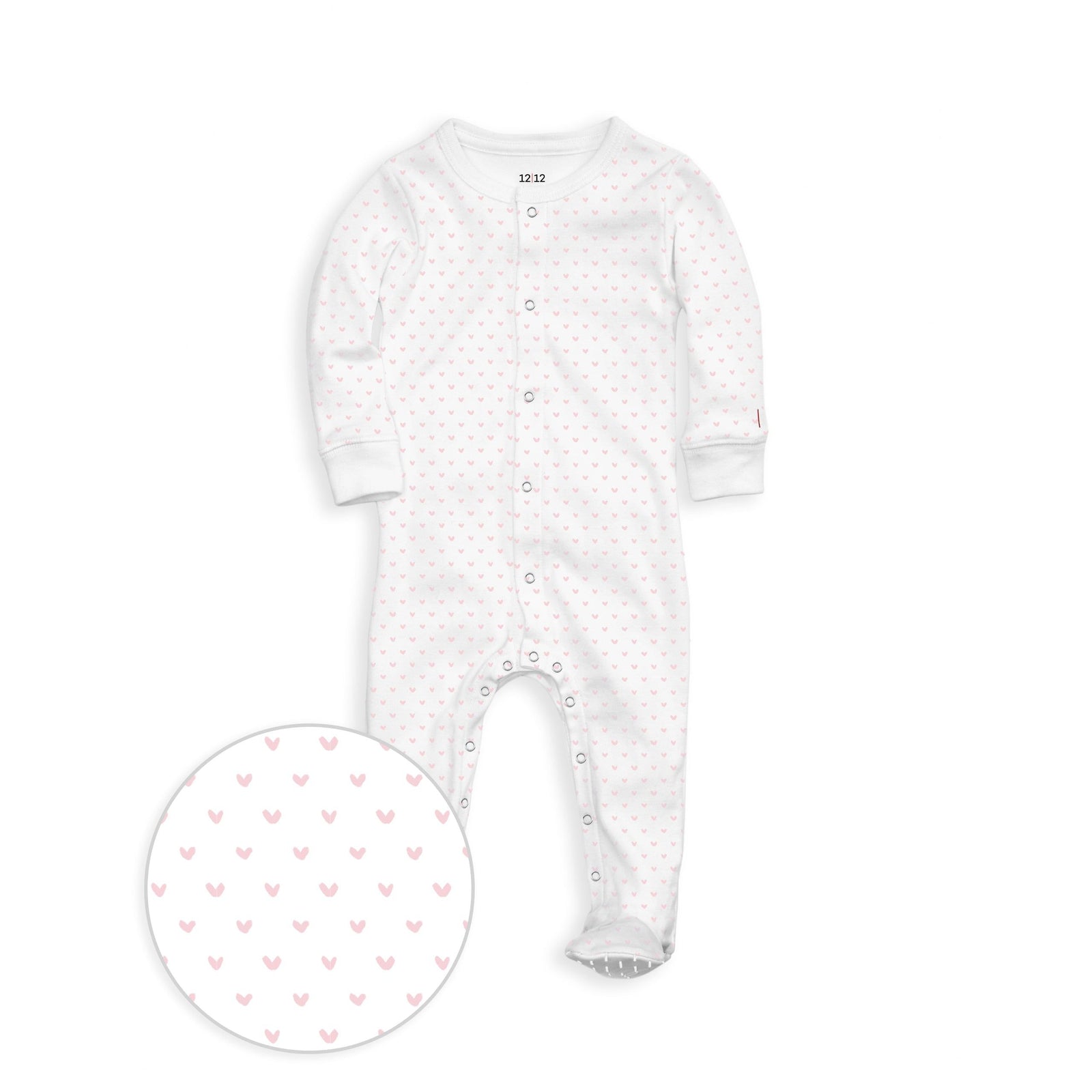 The Organic Snap Footie [Pink Tiny Hearts]