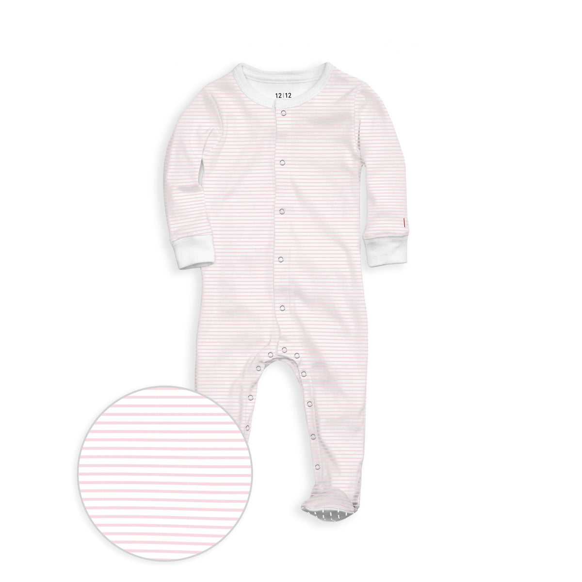 The Organic Snap Footie [Pink Stripe]