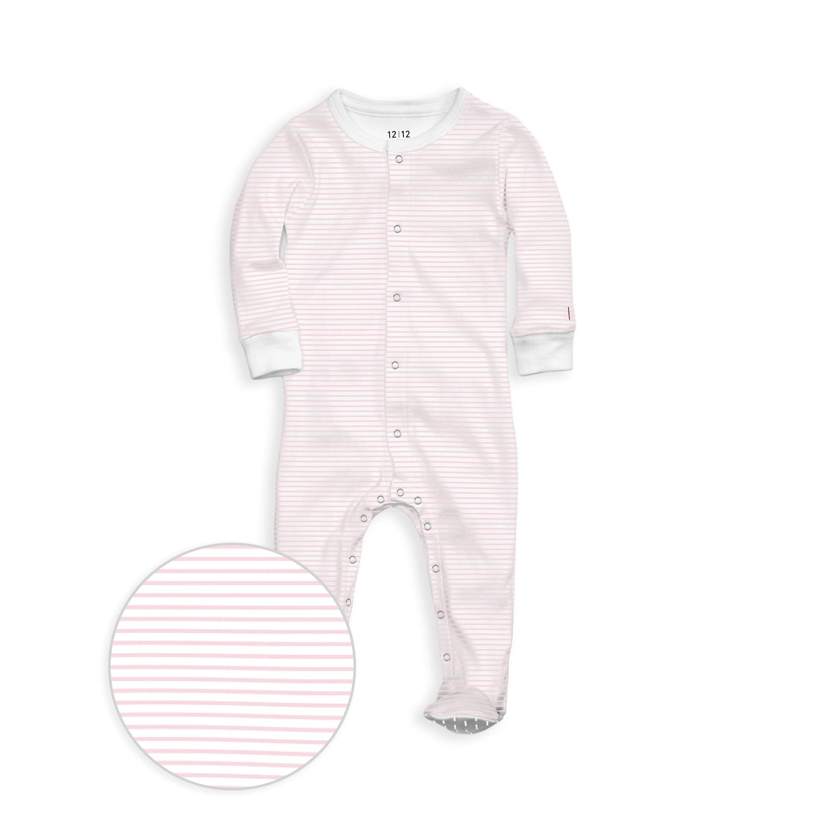 The Organic Snap Footie [Pink Stripe]