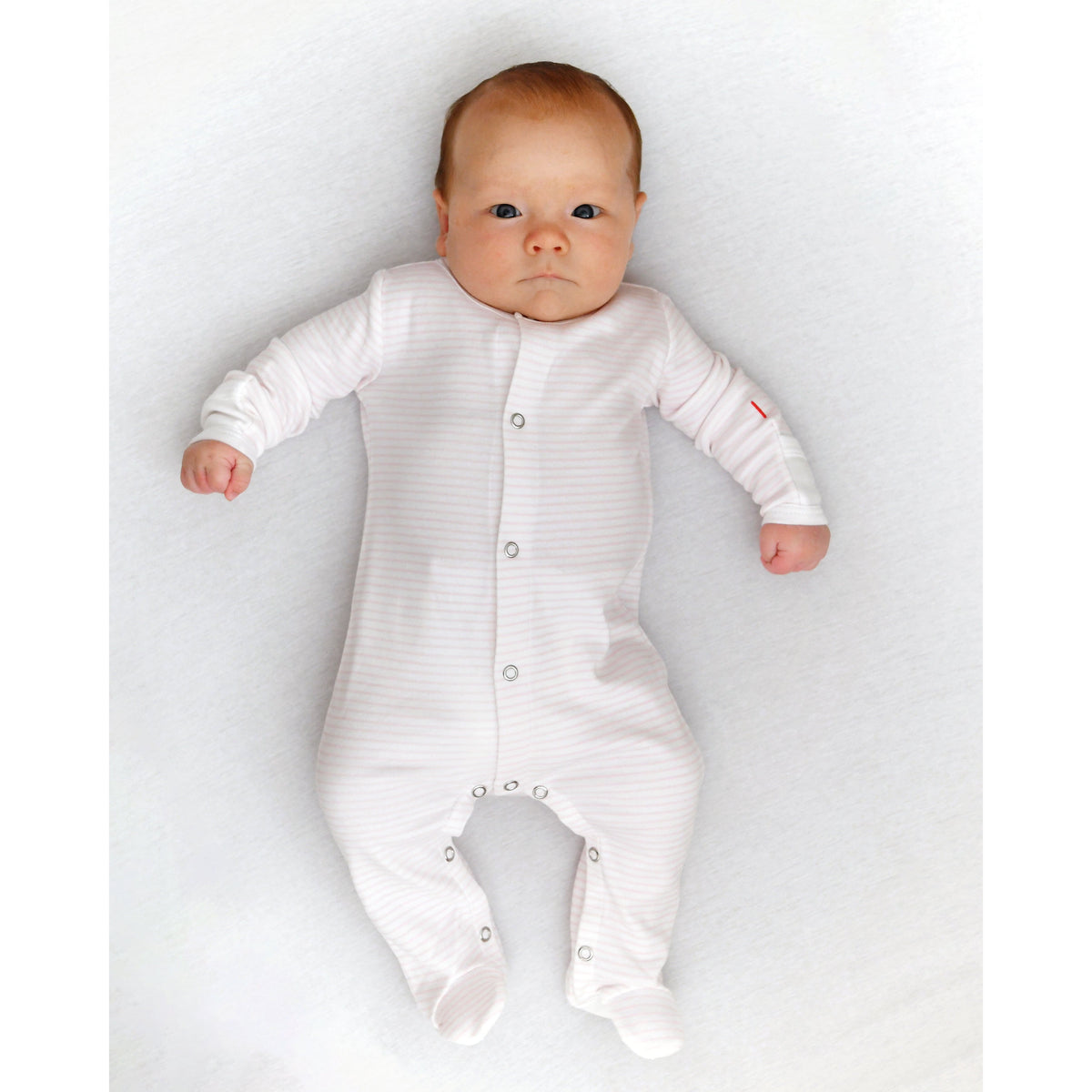 The Organic Snap Footie [Pink Stripe]