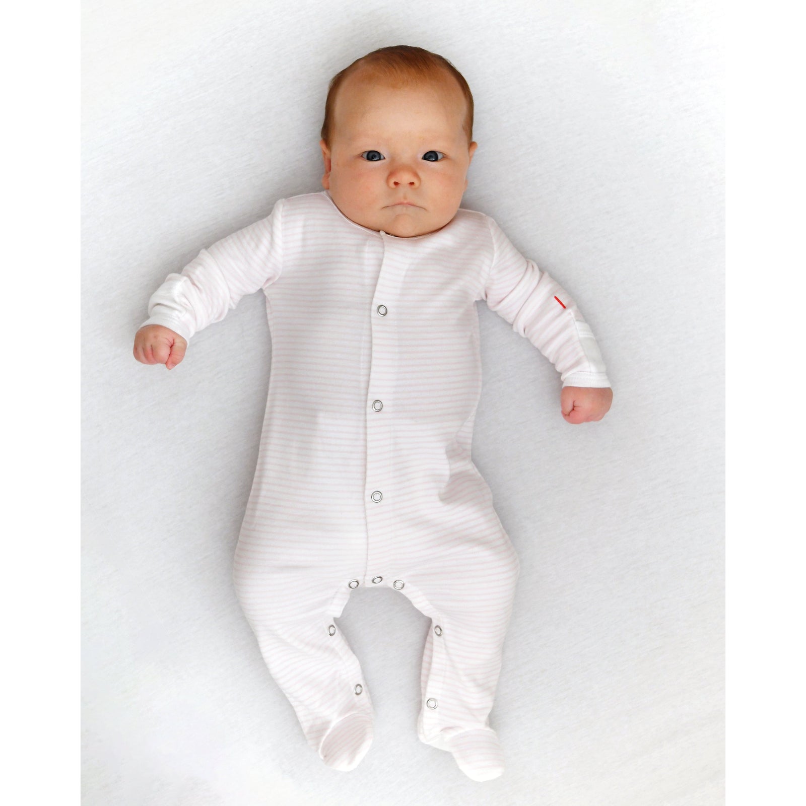 The Organic Snap Footie [Pink Stripe]