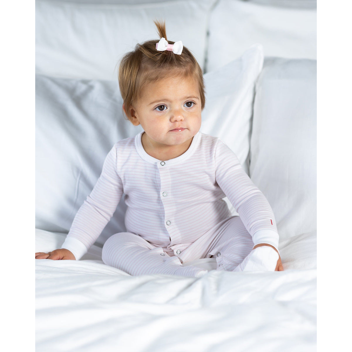 The Organic Snap Footie [Pink Stripe]