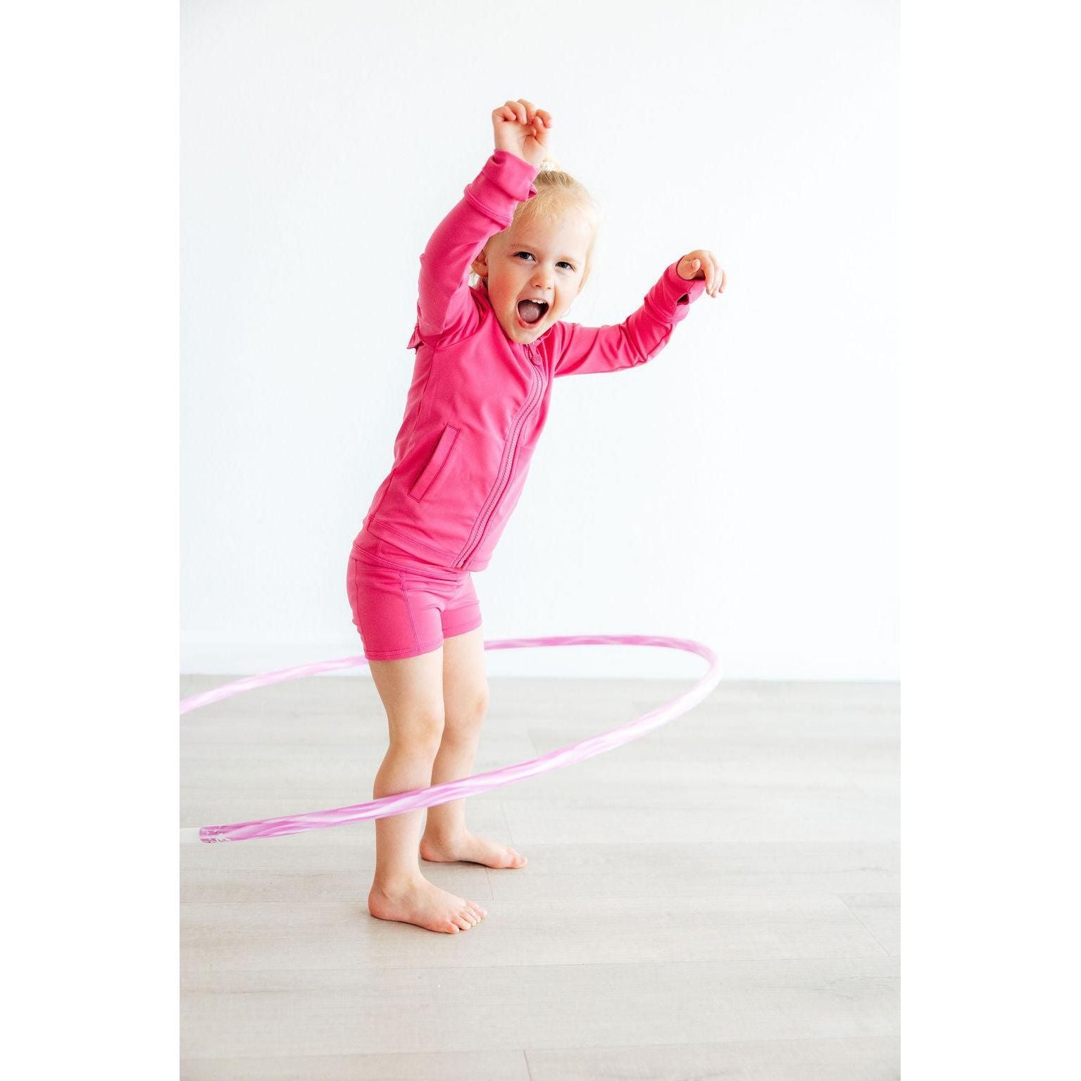 Fuchsia Flash Full-Zip Ruffle Active Jacket