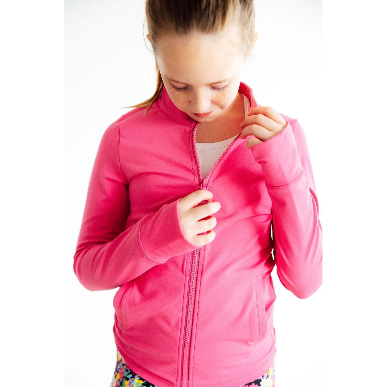 Fuchsia Flash Full-Zip Ruffle Active Jacket