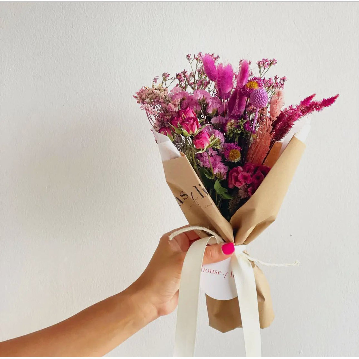 chic dried flower bouquet | pink ombre &amp; rustic mixed