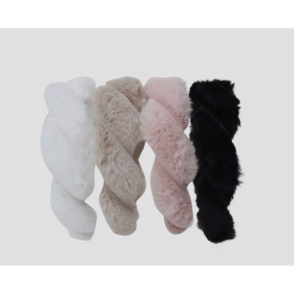 faux fur twist headband | light pink