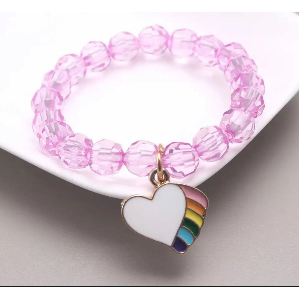 rainbow heart charm bracelet