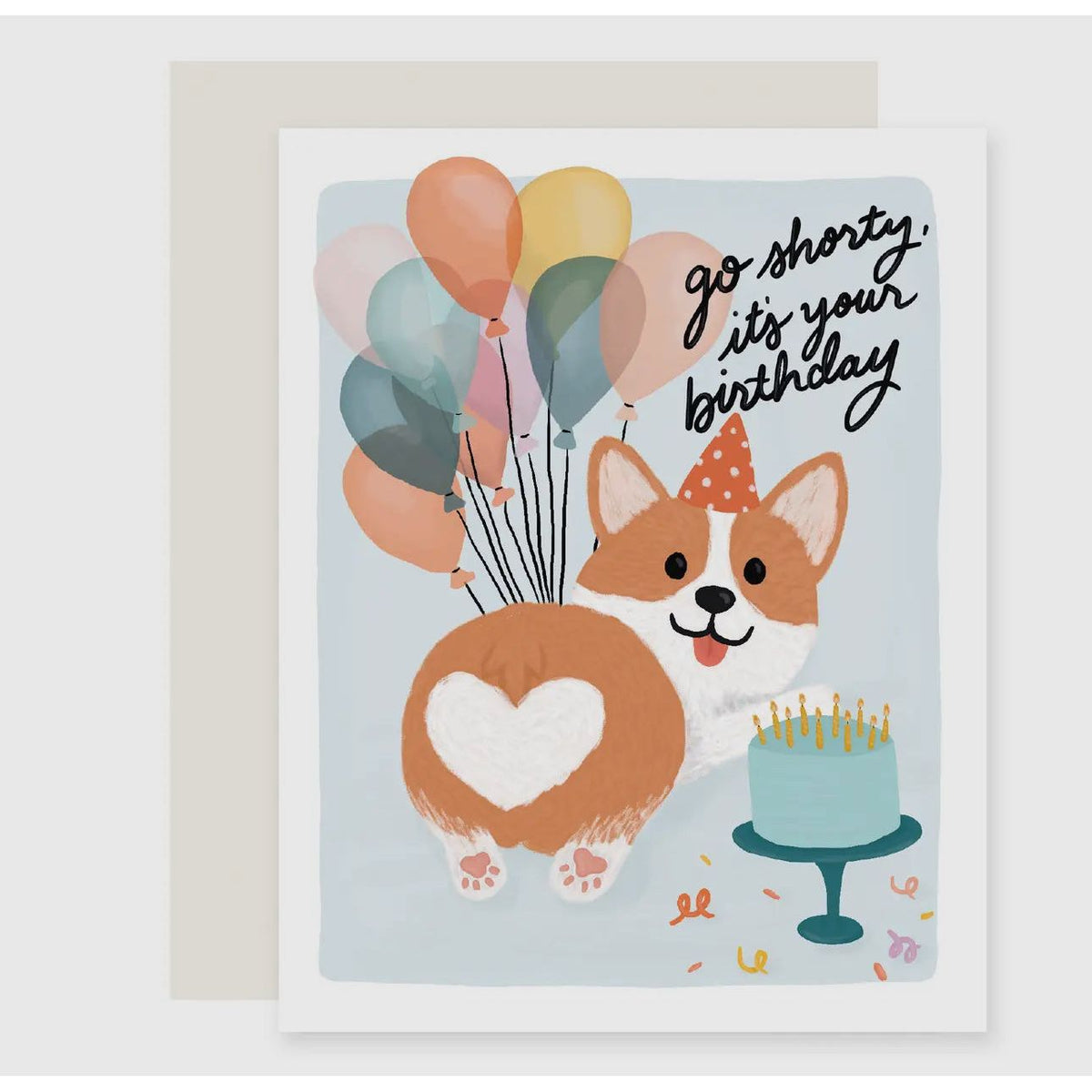 shorty corgi birthday card