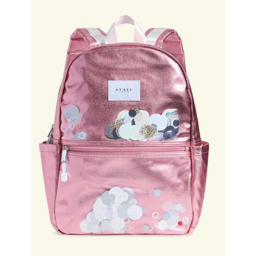 metallic kane kids travel backpack | white sequins