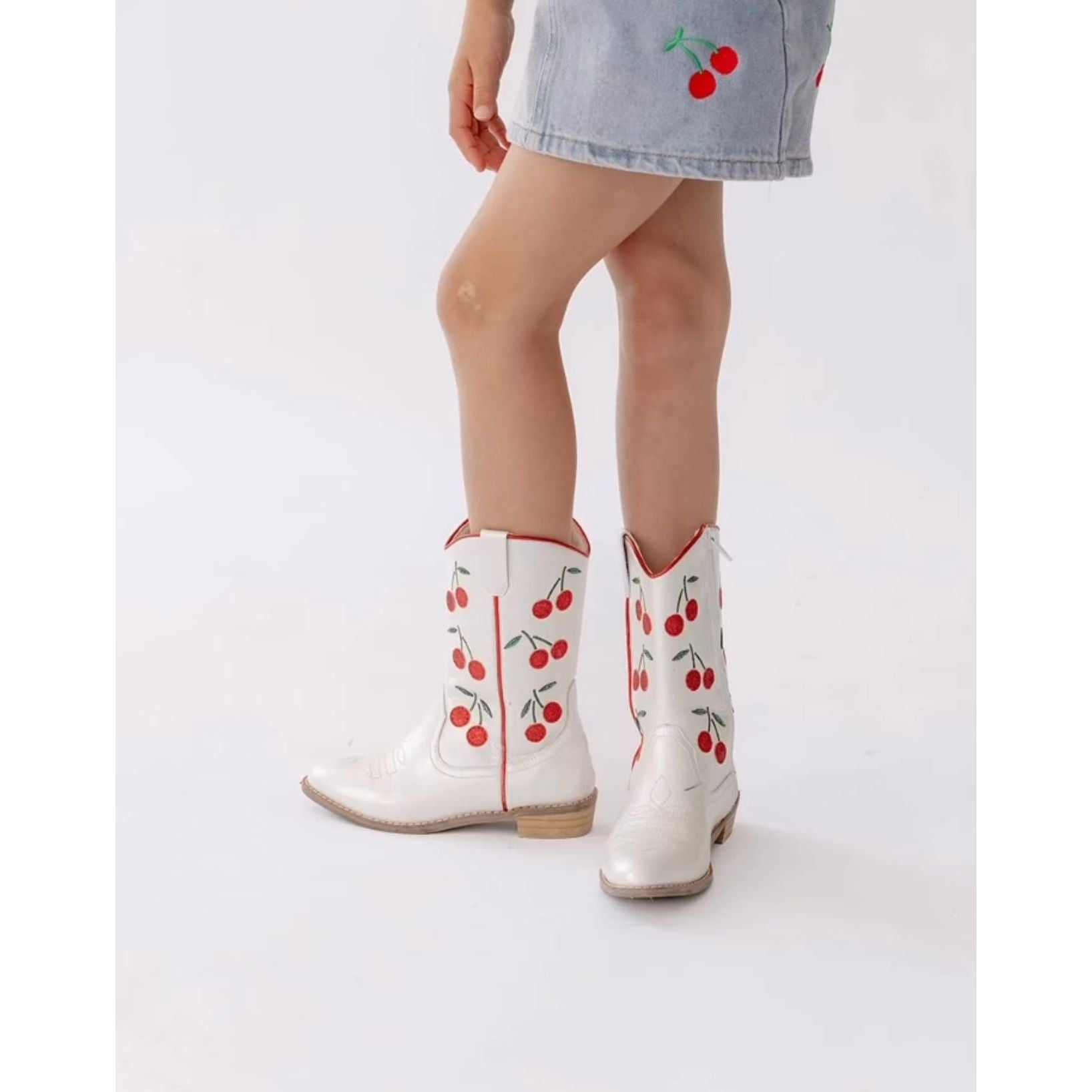 white + red cherries cowgirl boots