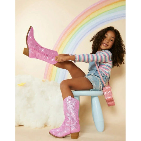 kids rhinestone cowboy boots | pink
