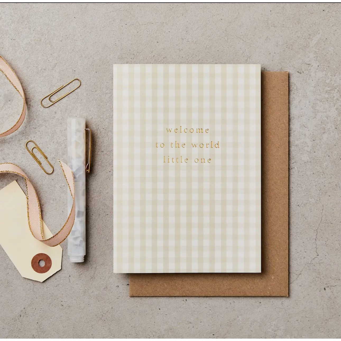 gingham welcome world card