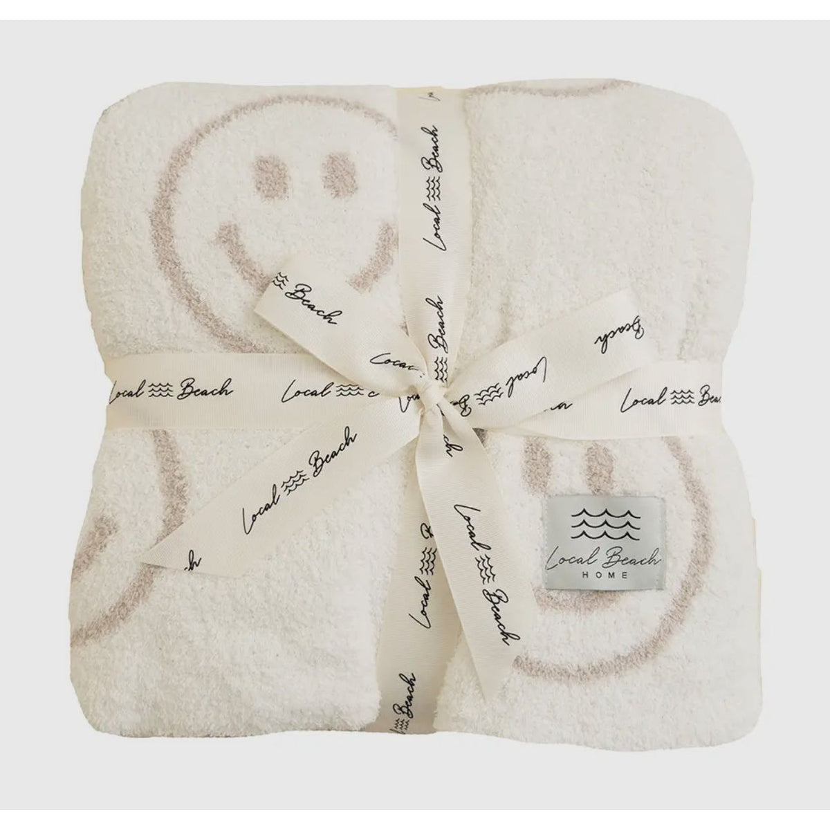 baby smiley luxe home blanket | tan &amp; cream