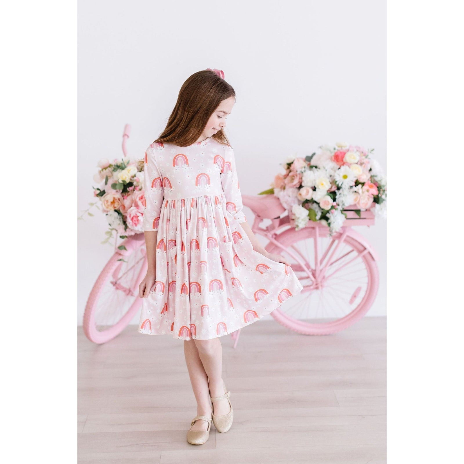 Fun & Flowers 3/4 Sleeve Pocket Twirl Dress