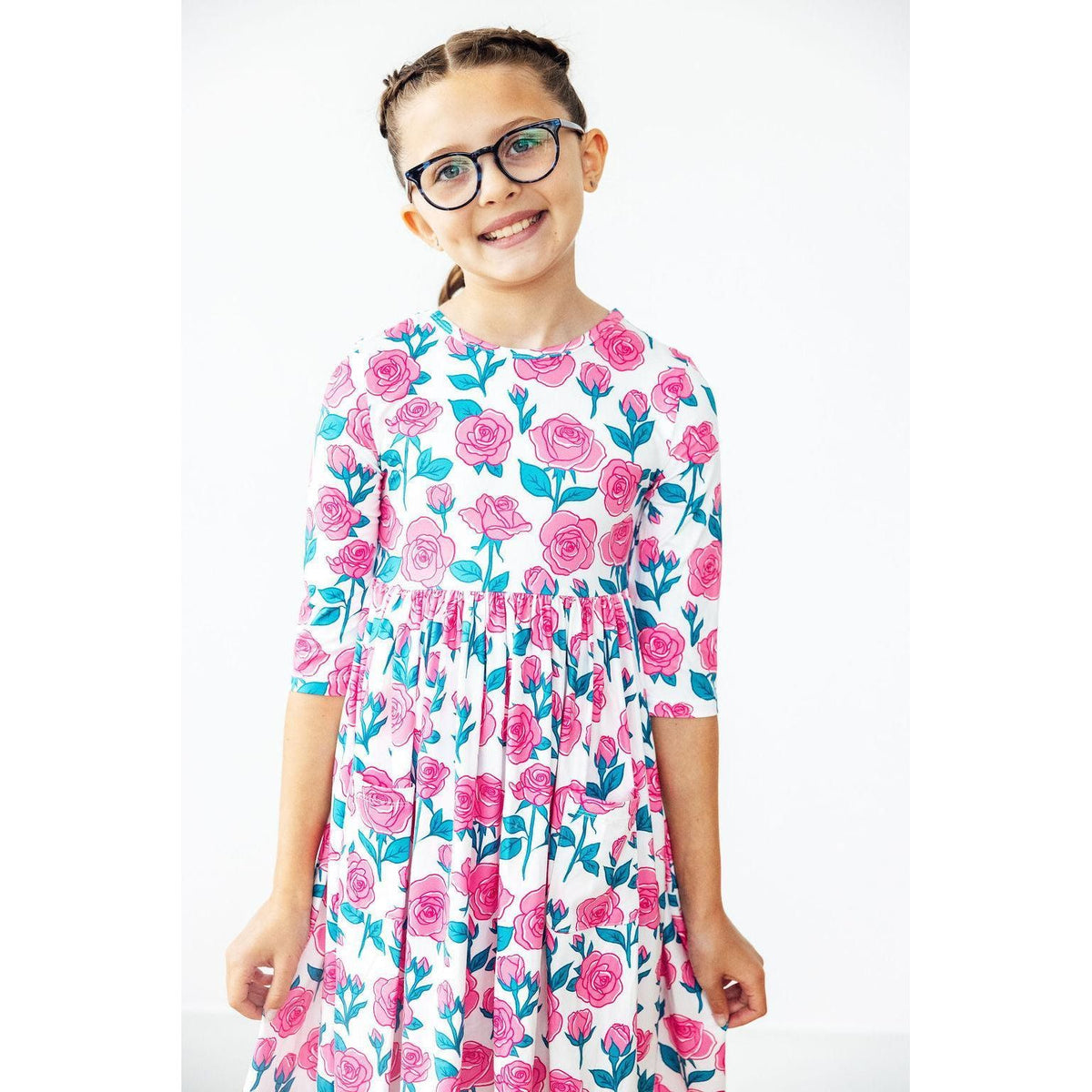 Garden Glow 3/4 Sleeve Pocket Twirl Dress
