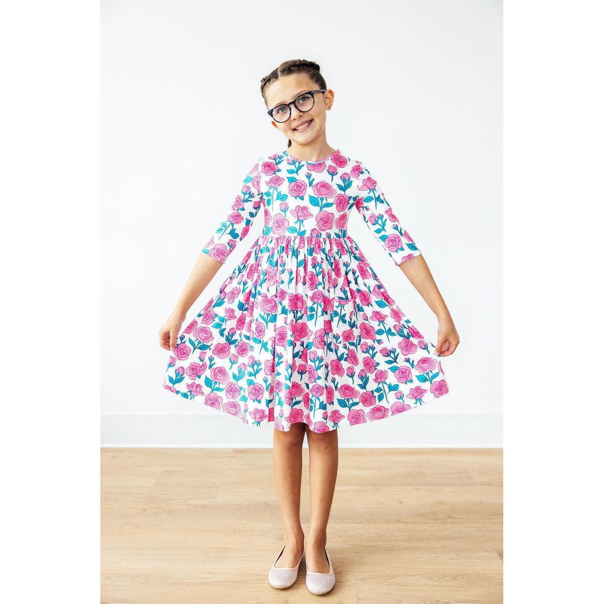 Garden Glow 3/4 Sleeve Pocket Twirl Dress